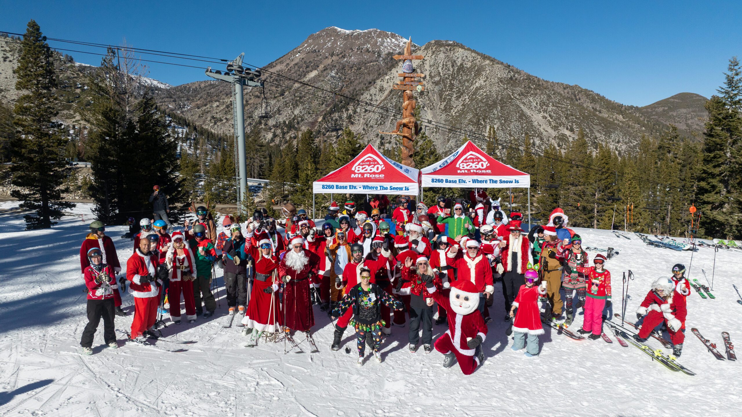 Group of guest on Santa Ski Day at the Nog Bar